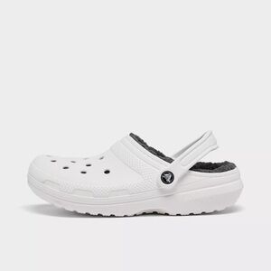 Men's Crocs Classic Lined Clog Shoes - White Grey 203591W-191